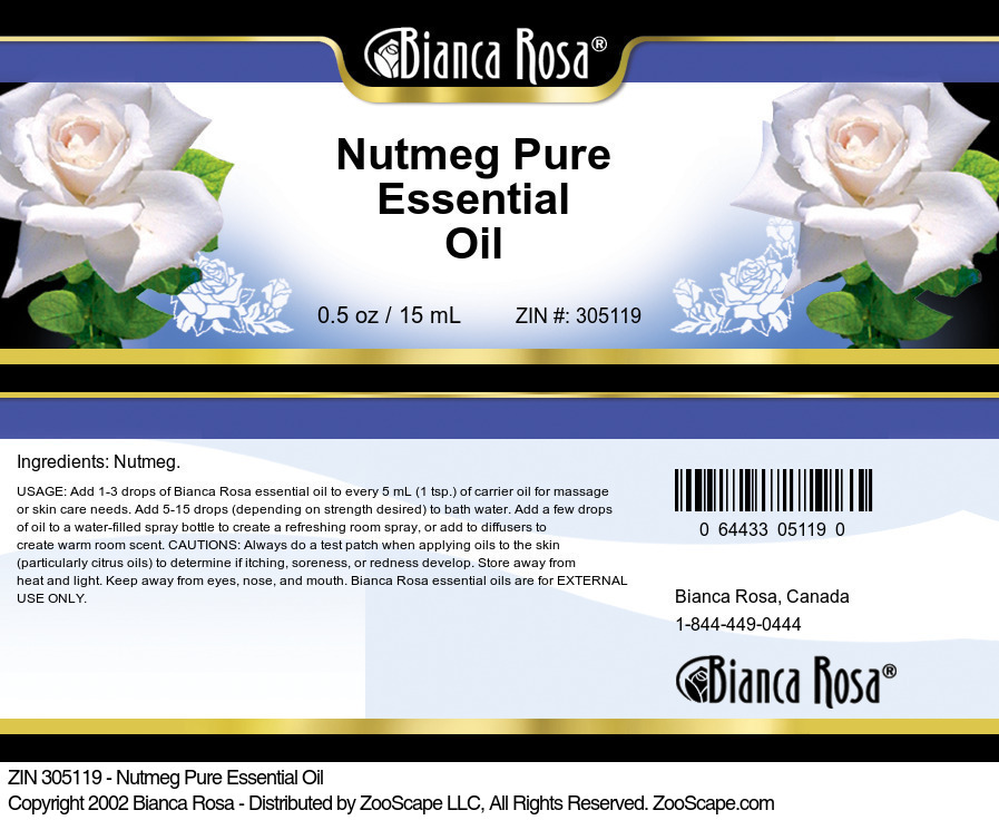 Nutmeg Pure Essential Oil - Label