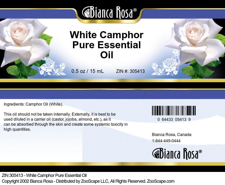 White Camphor Pure Essential Oil - Label