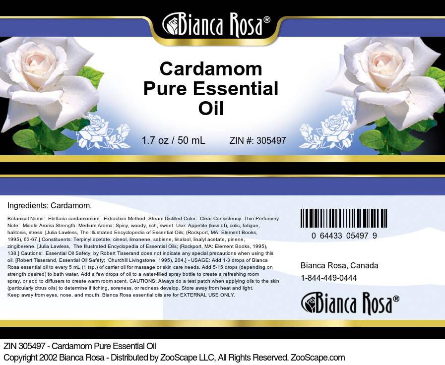 Cardamom Pure Essential Oil - Label