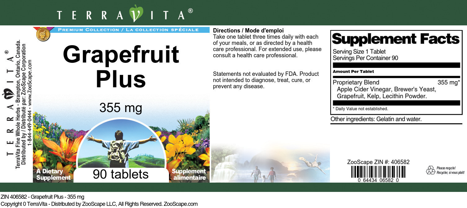 Grapefruit Plus - 355 mg - Label
