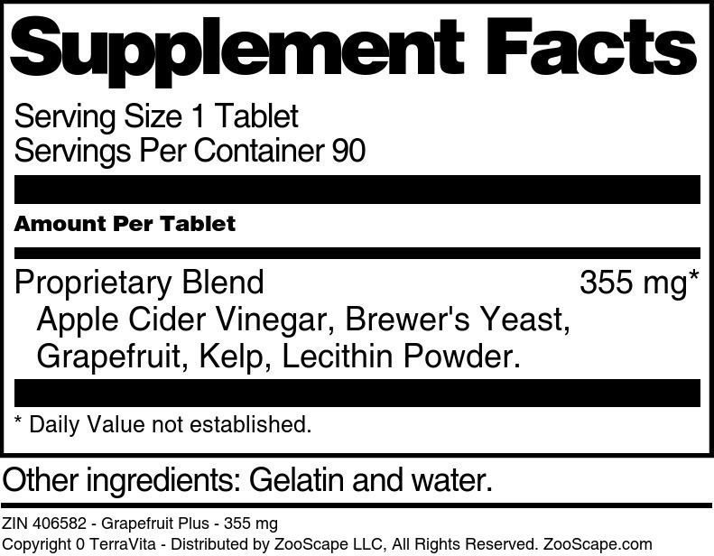 Grapefruit Plus - 355 mg - Supplement / Nutrition Facts