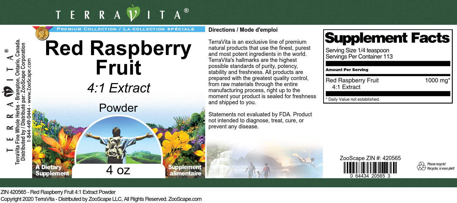 Red Raspberry Fruit 4:1 Extract Powder - Label