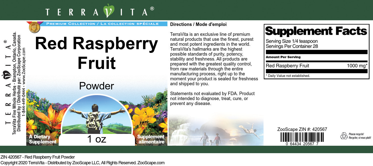 Red Raspberry Fruit Powder - Label