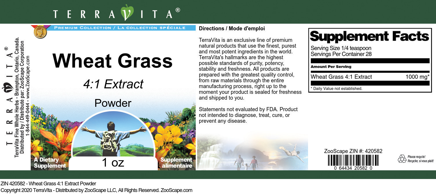 Wheat Grass 4:1 Extract Powder - Label