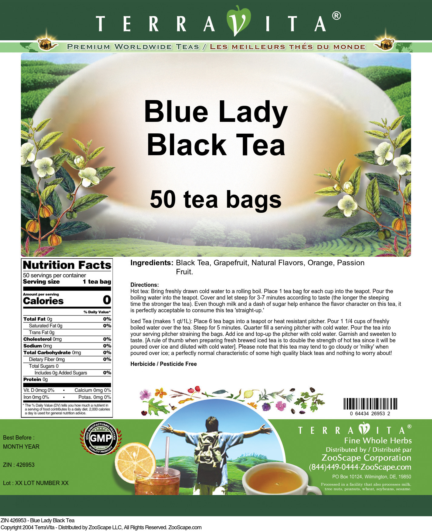 Blue Lady Black Tea - Label
