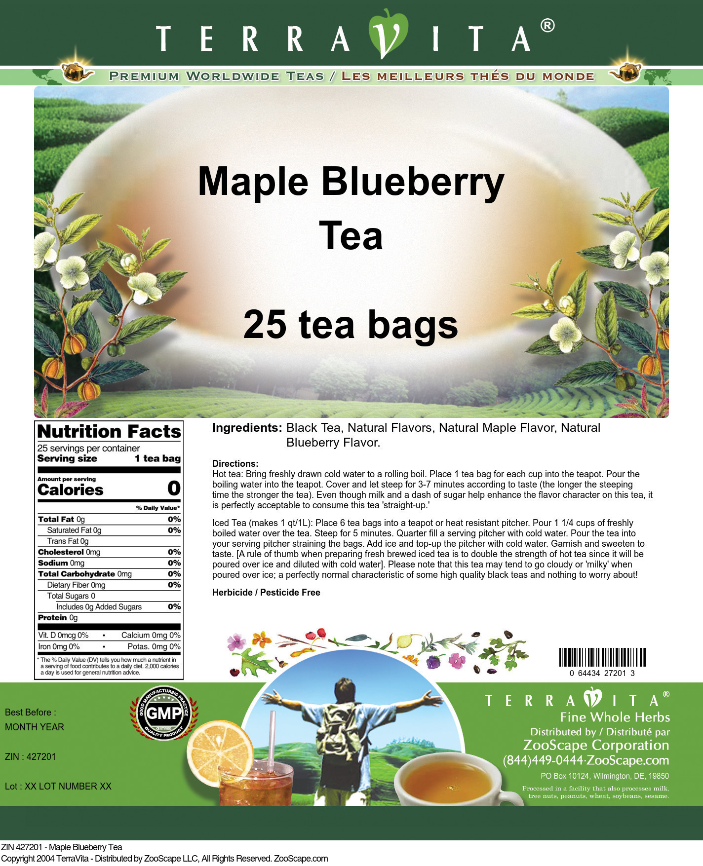 Maple Blueberry Tea - Label