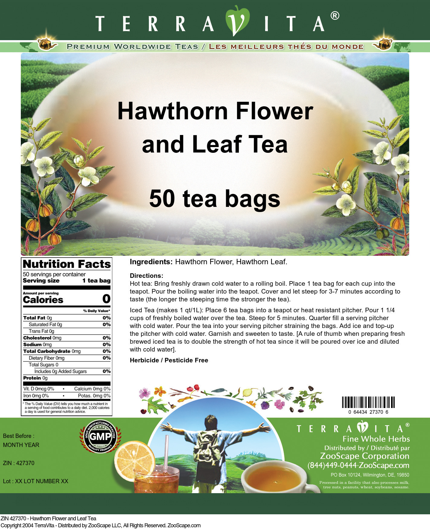 Hawthorn Flower and Leaf Tea - Label
