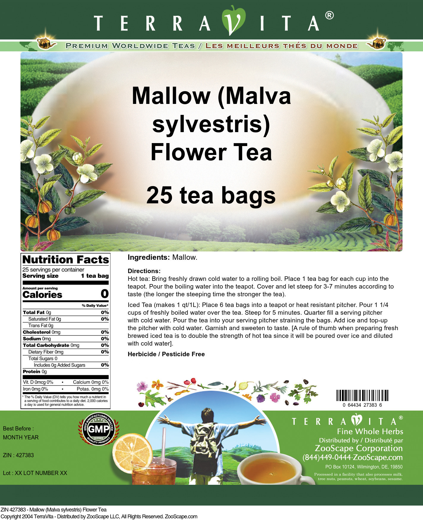 Mallow (Malva sylvestris) Flower Tea - Label