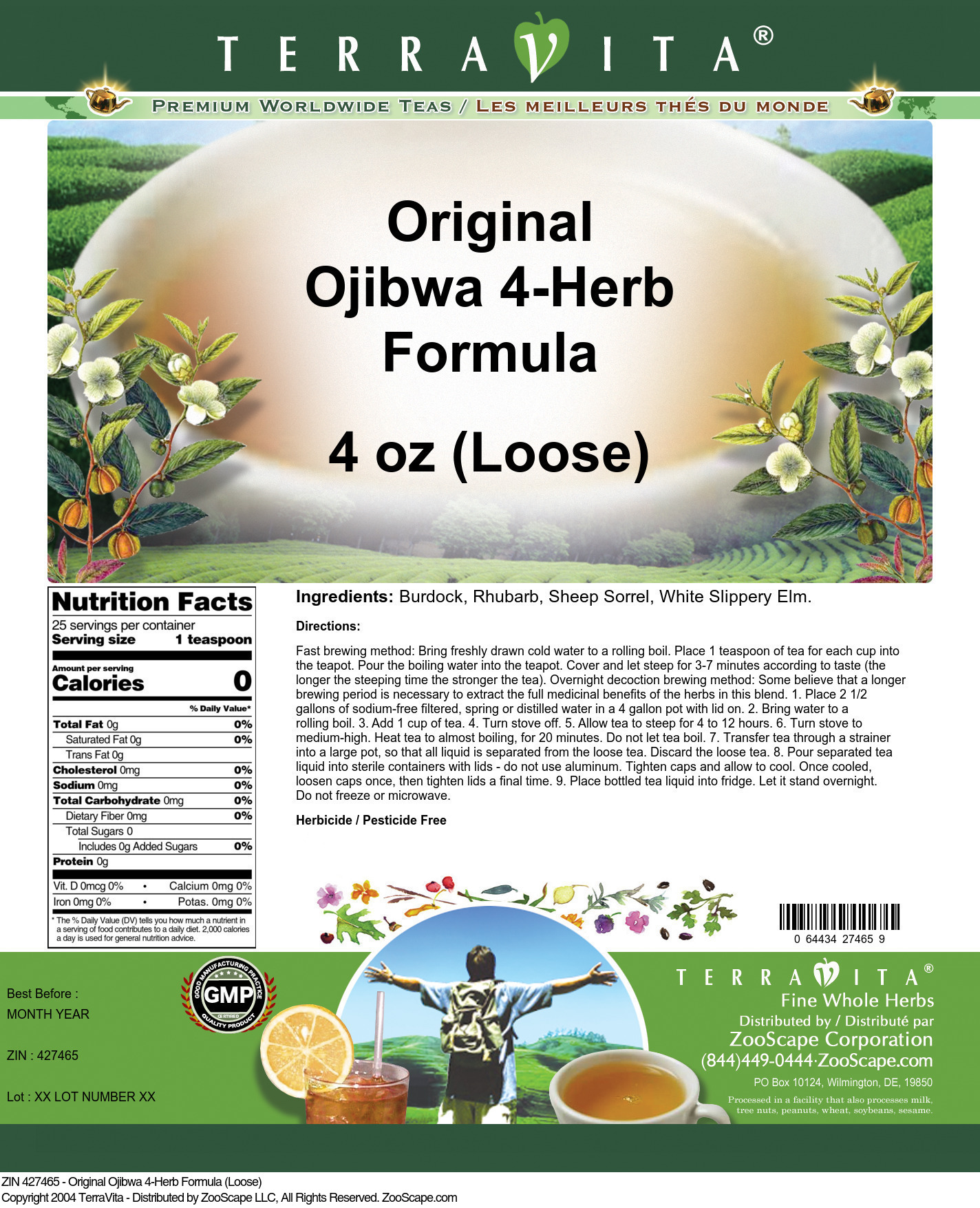 Original Ojibwa 4-Herb Formula (Loose) - Label