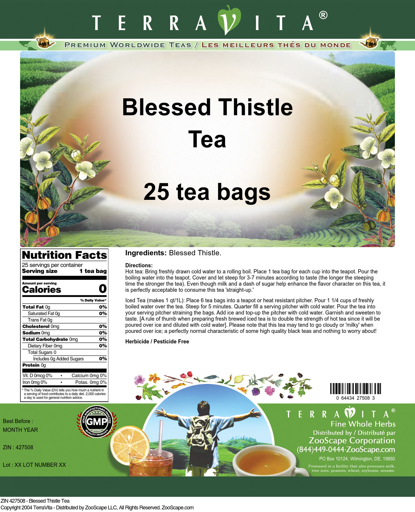 Blessed Thistle Tea - Label