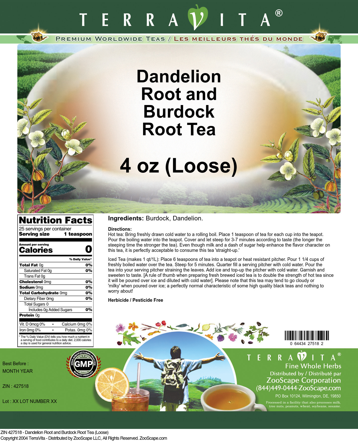 Dandelion Root and Burdock Root Tea (Loose) - Label