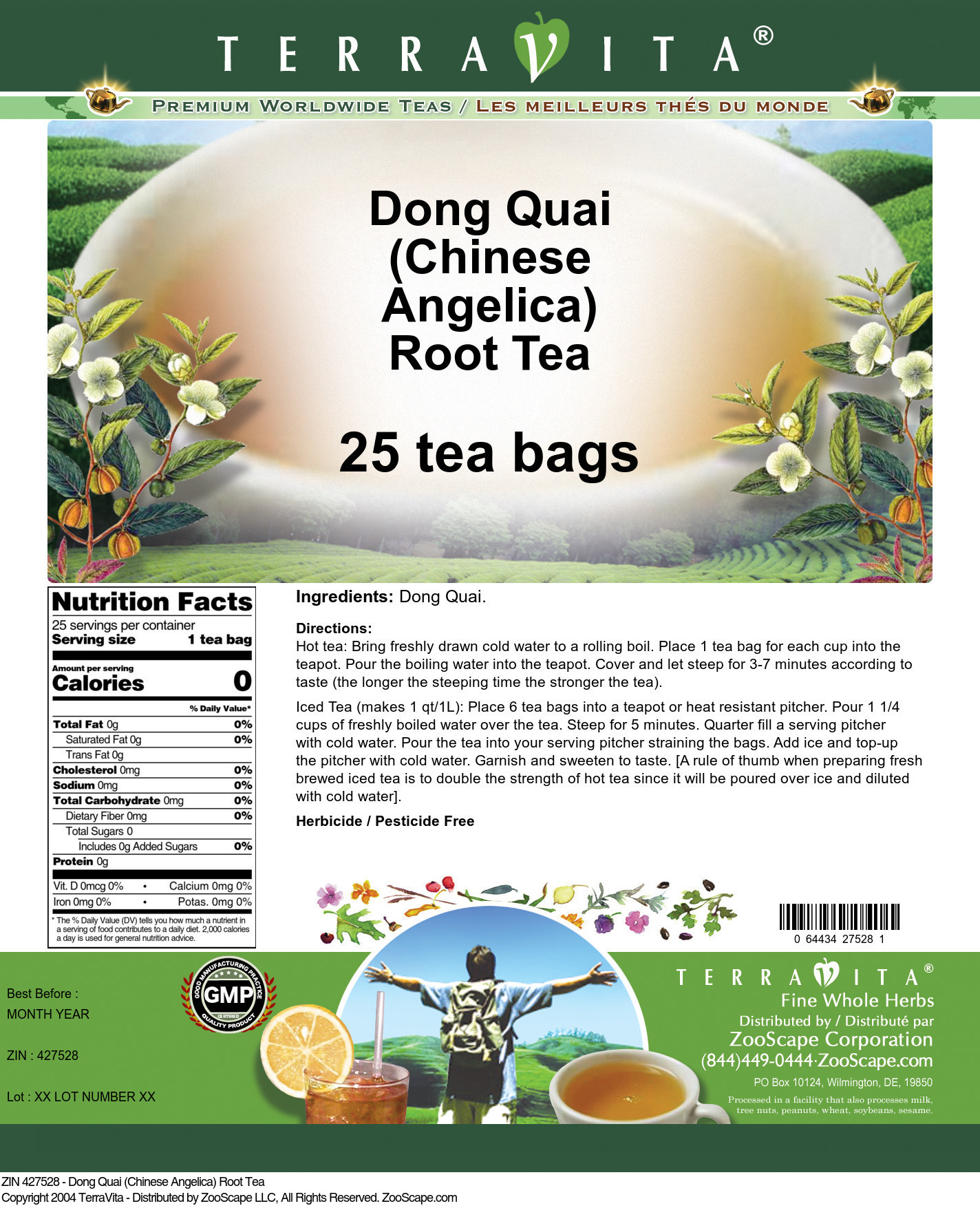 Dong Quai (Chinese Angelica) Root Tea - Label