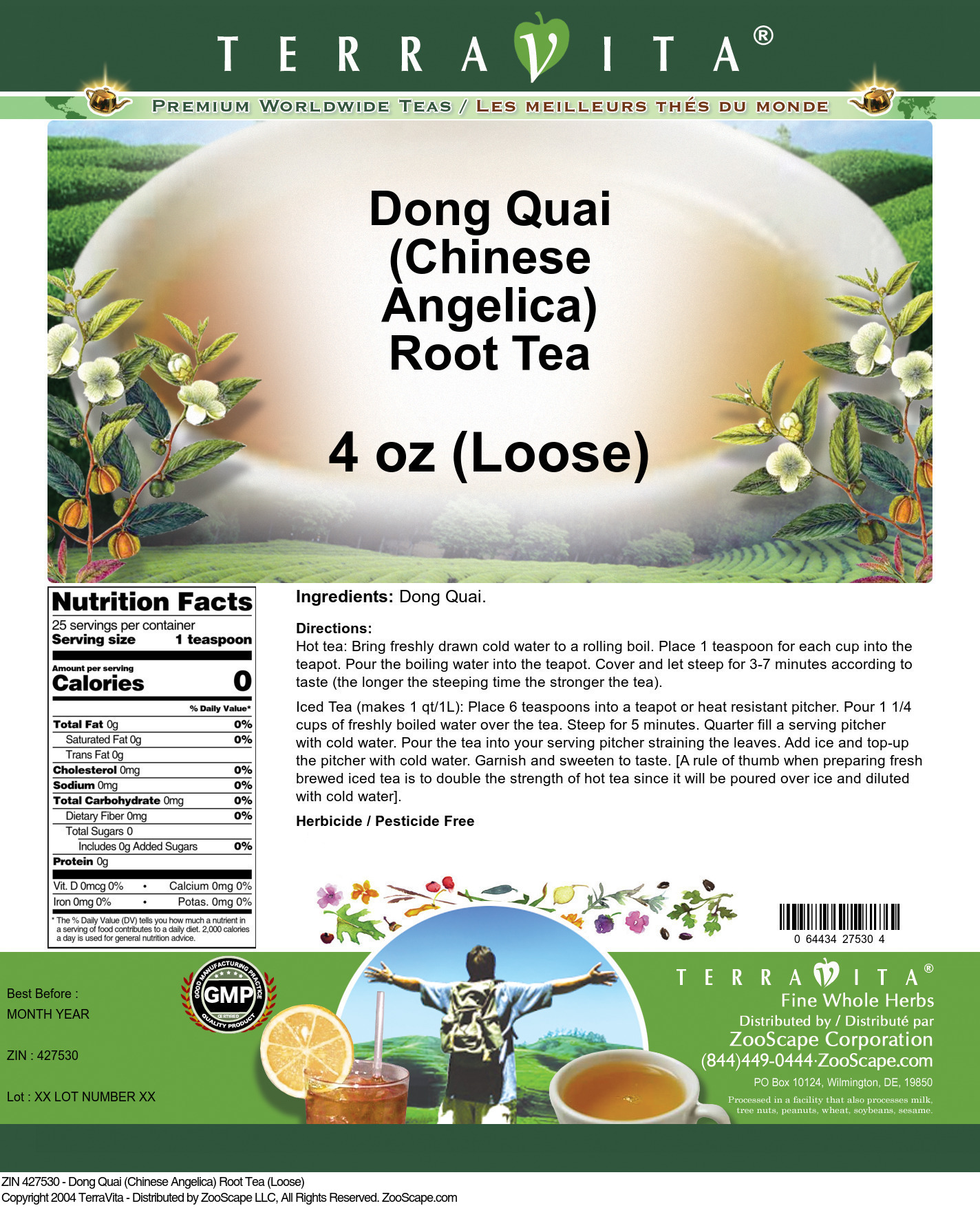 Dong Quai (Chinese Angelica) Root Tea (Loose) - Label