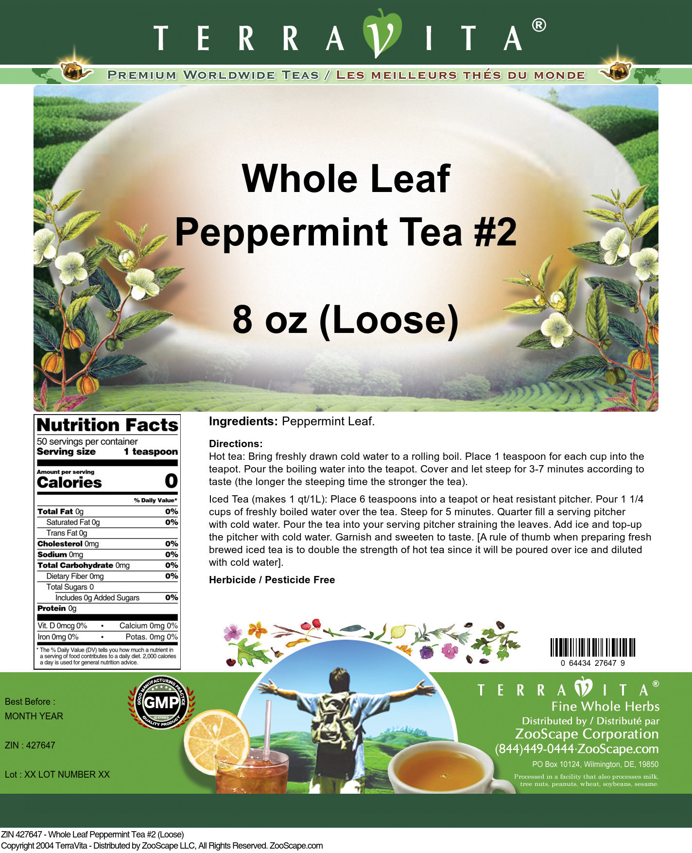 Whole Leaf Peppermint Tea #2 (Loose) - Label