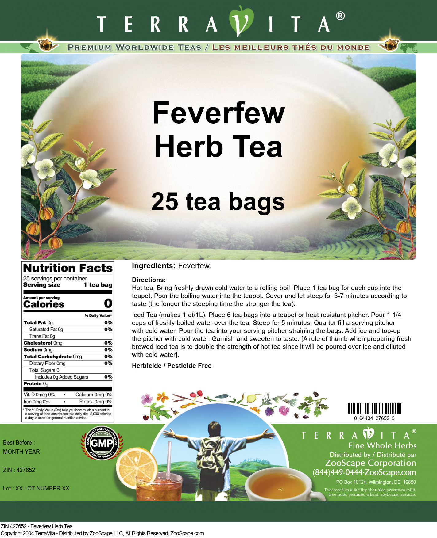 Feverfew Herb Tea - Label