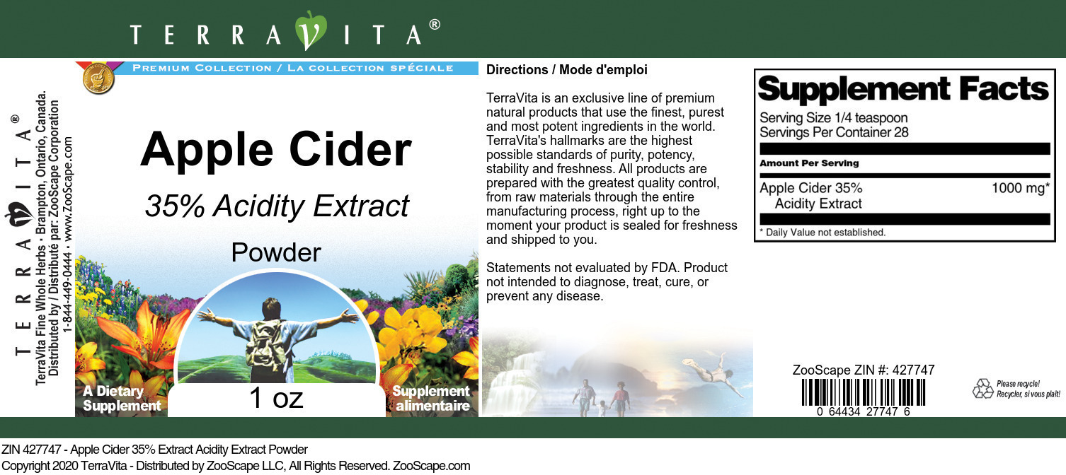 Apple Cider 35% Acidity Extract Powder - Label