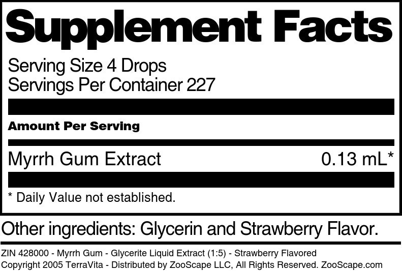 Myrrh Gum - Glycerite Liquid Extract (1:5) - Supplement / Nutrition Facts