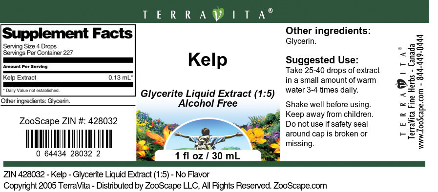Kelp - Glycerite Liquid Extract (1:5) - Label