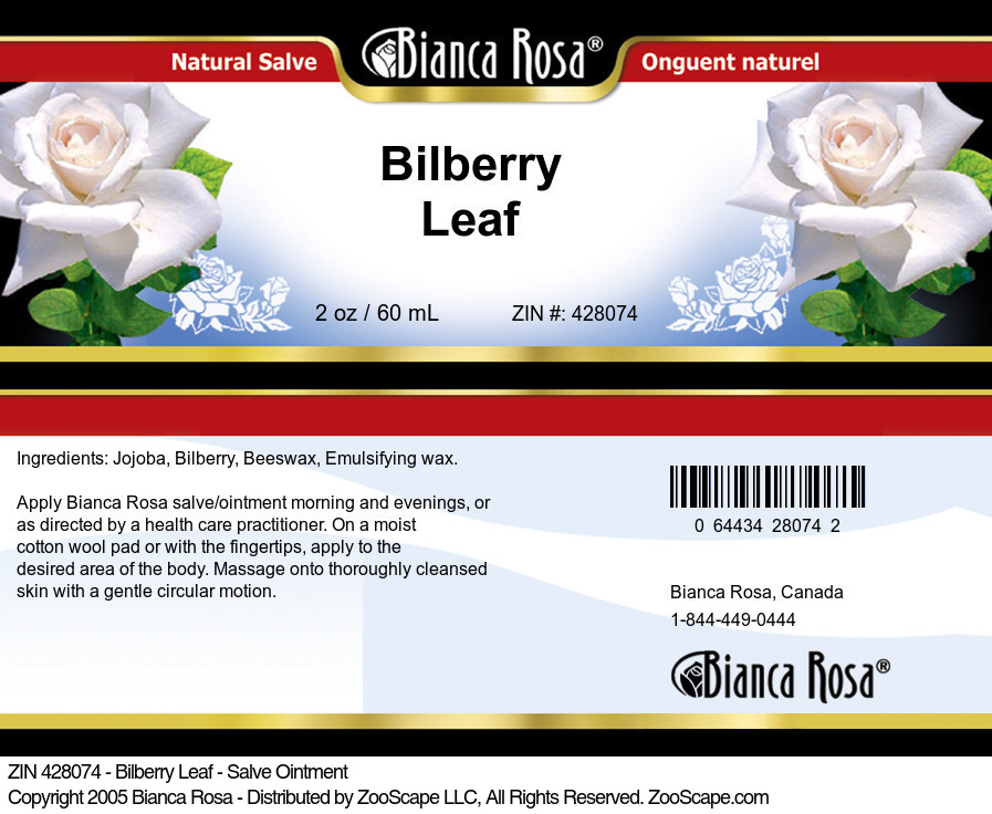 Bilberry Leaf - Salve Ointment - Label