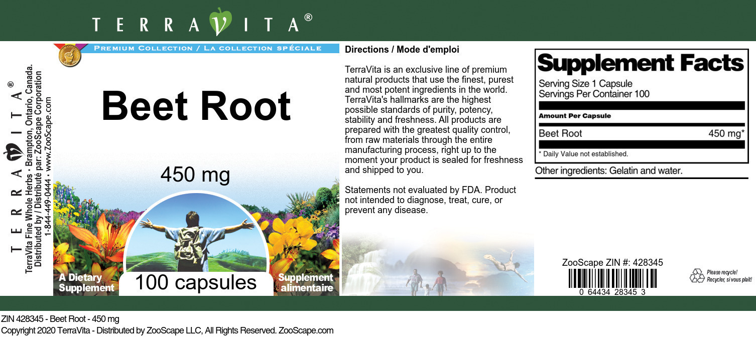Beet Root - 450 mg - Label