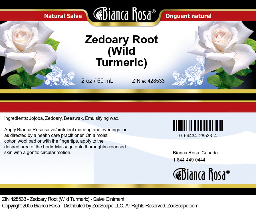 Zedoary Root (Wild Turmeric) - Salve Ointment - Label