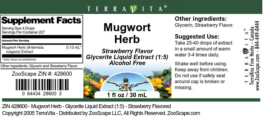Mugwort Herb - Glycerite Liquid Extract (1:5) - Label