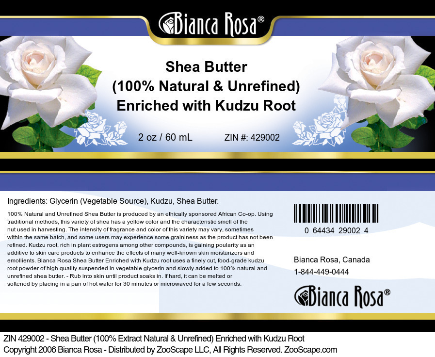Shea Butter (100% Natural & Unrefined) Enriched with Kudzu Root - Label