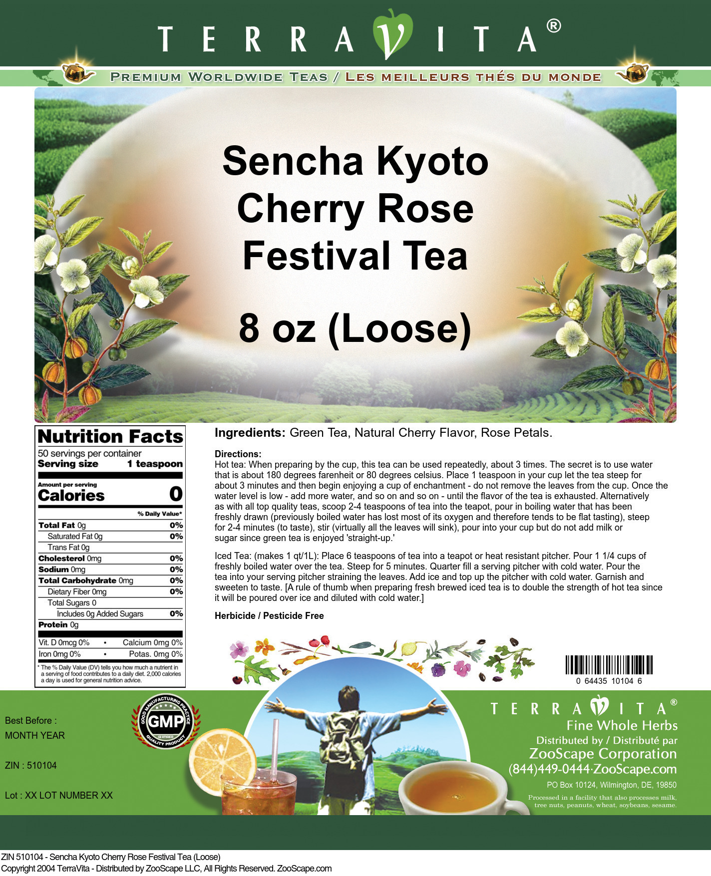 Sencha Kyoto Cherry Rose Festival Tea (Loose) - Label