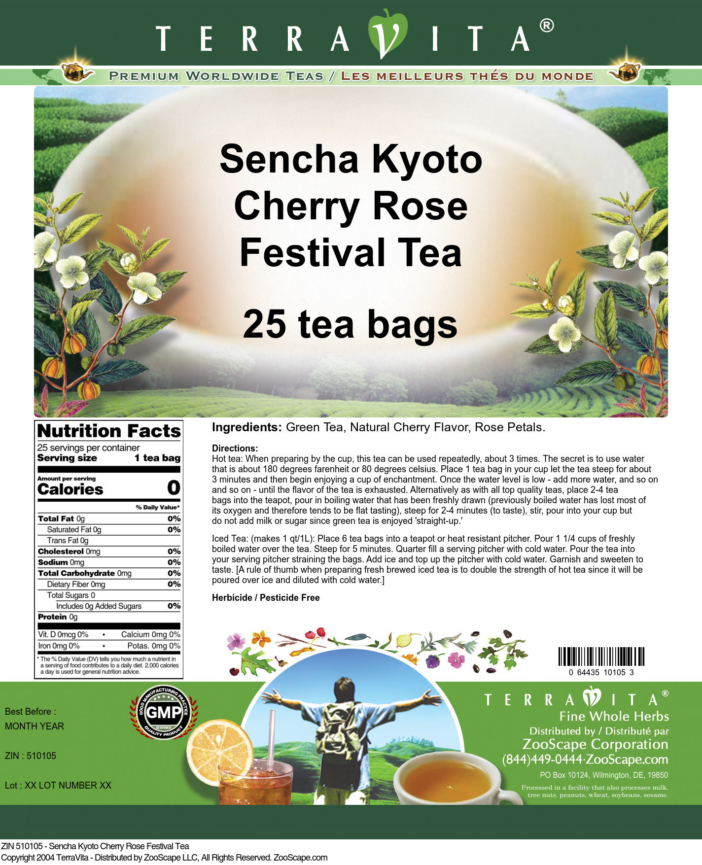 Sencha Kyoto Cherry Rose Festival Tea - Label