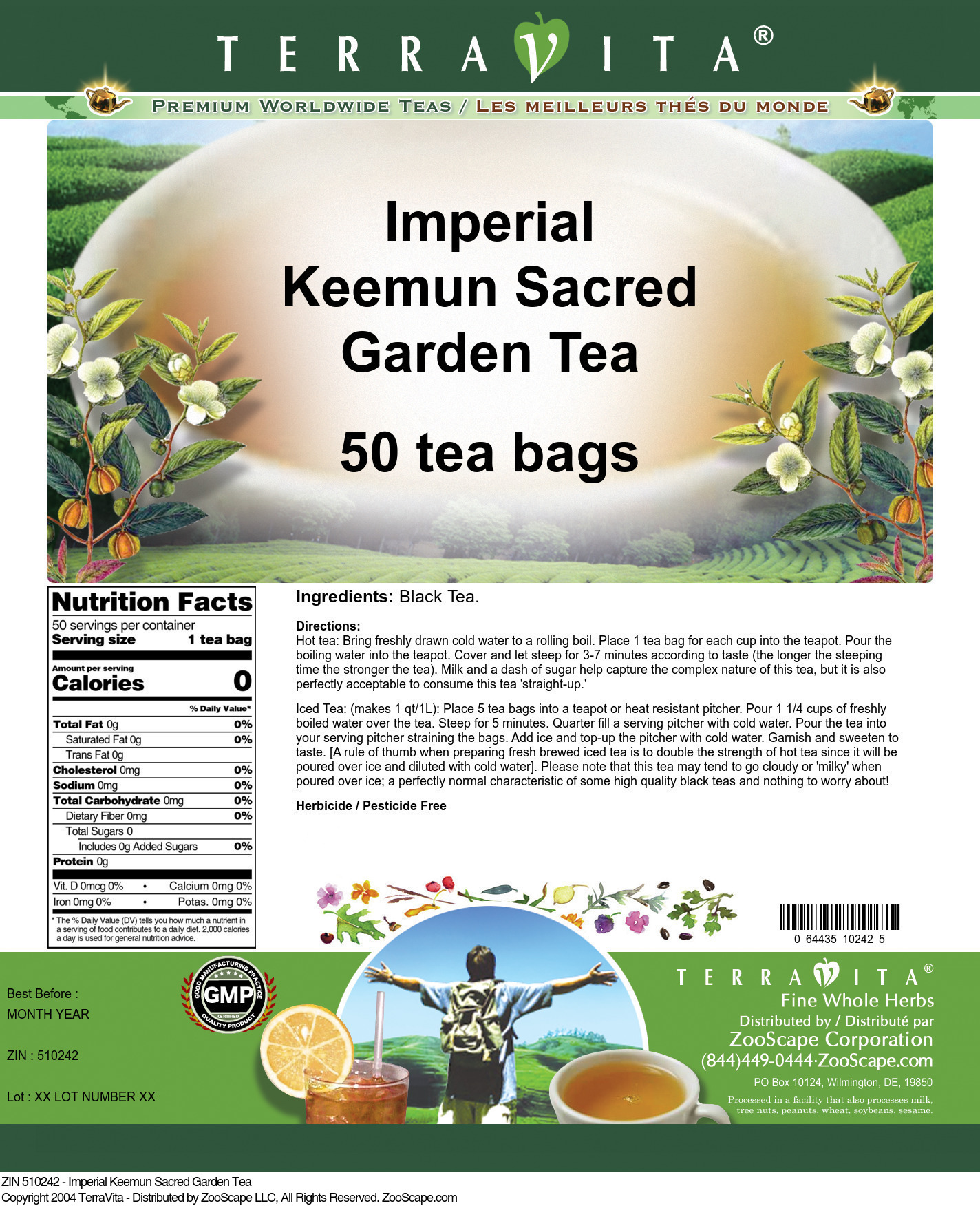 Imperial Keemun Sacred Garden Tea - Label