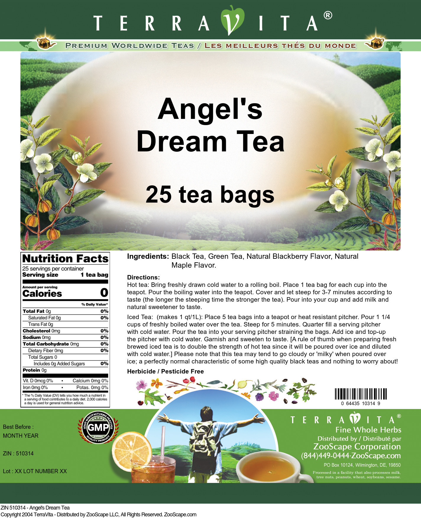 Angel's Dream Tea - Label