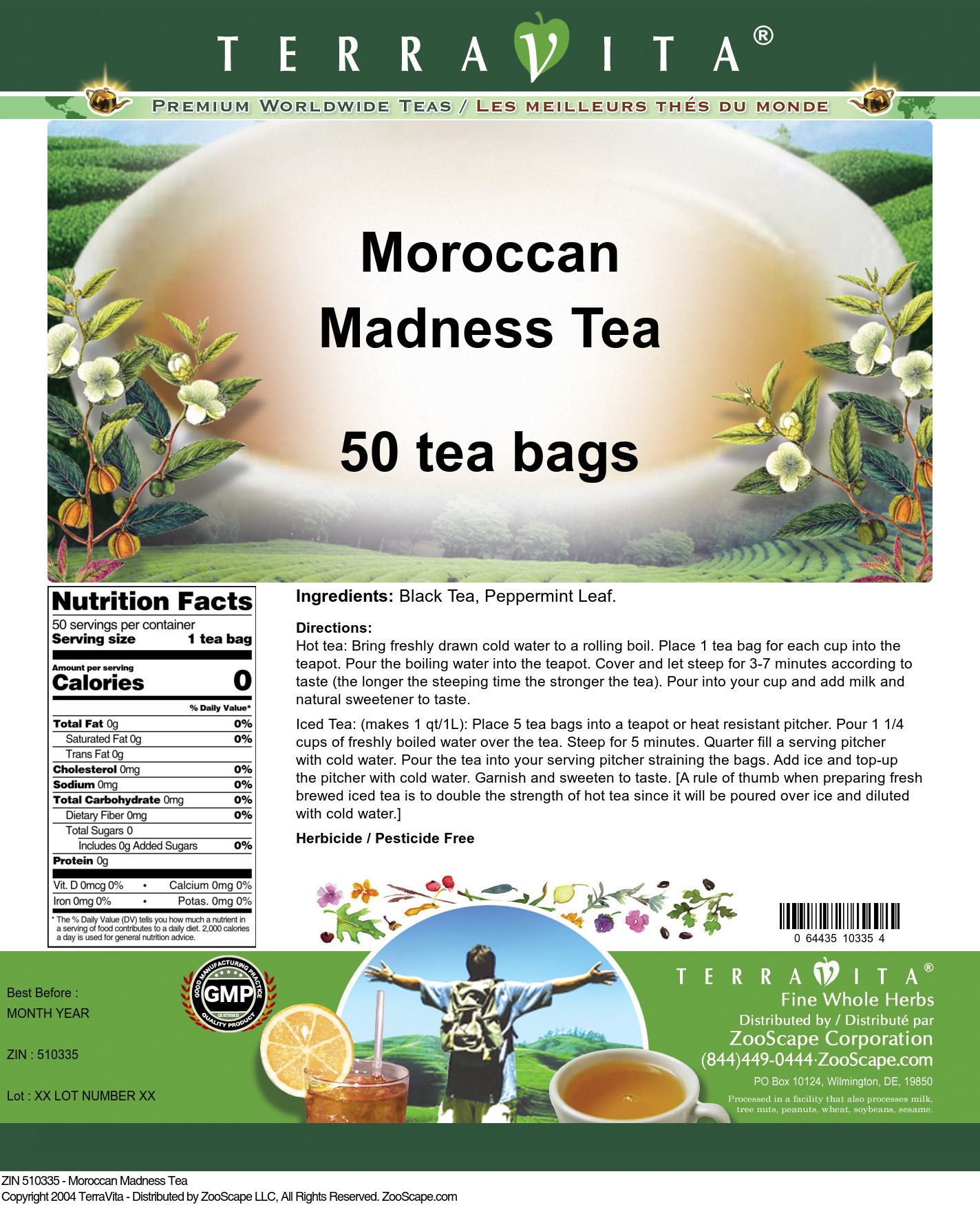 Moroccan Madness Tea - Label