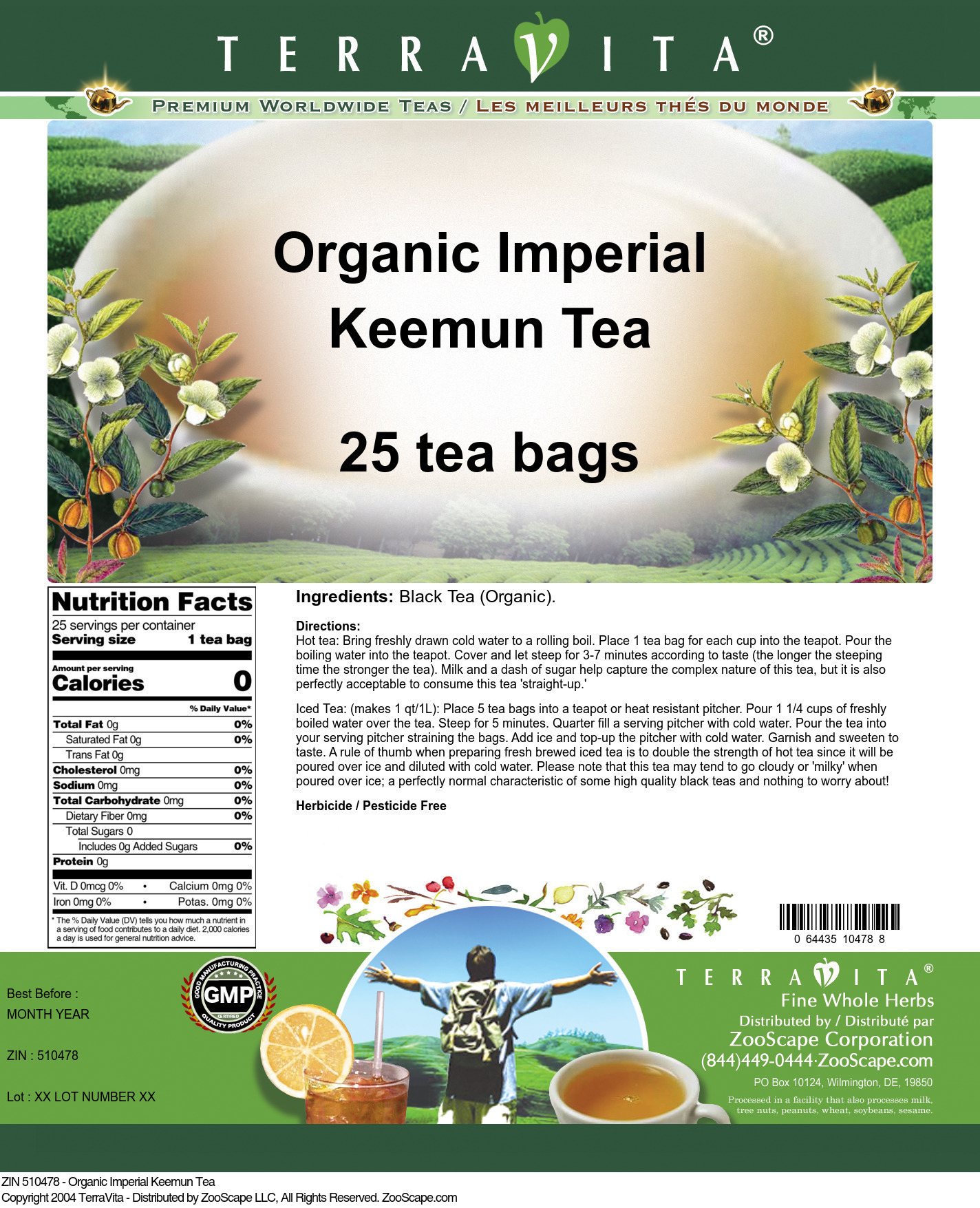 Organic Imperial Keemun Tea - Label