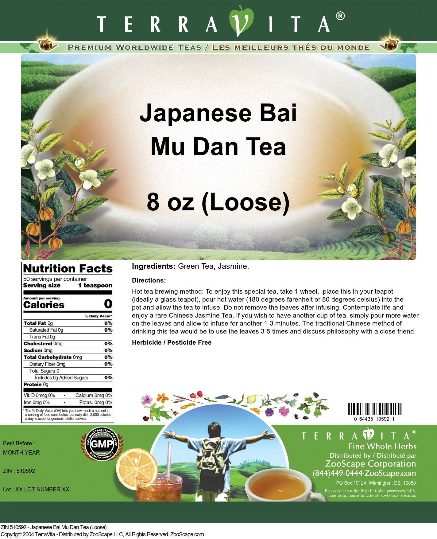 Japanese Bai Mu Dan Tea (Loose) - Label
