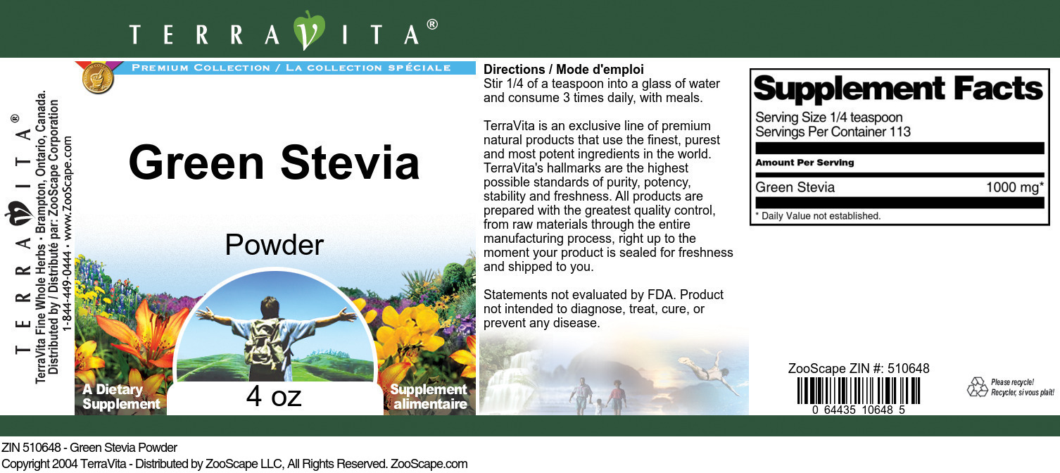 Green Stevia Powder - Label