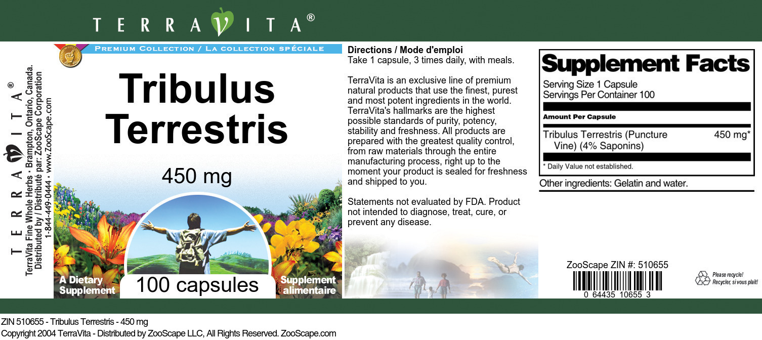 Tribulus Terrestris - 450 mg - Label