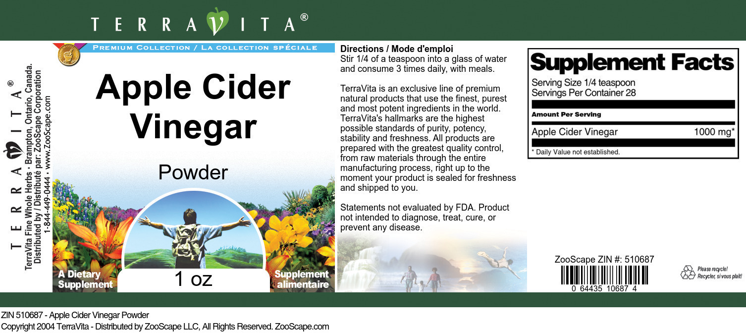 Apple Cider Vinegar Powder - Label