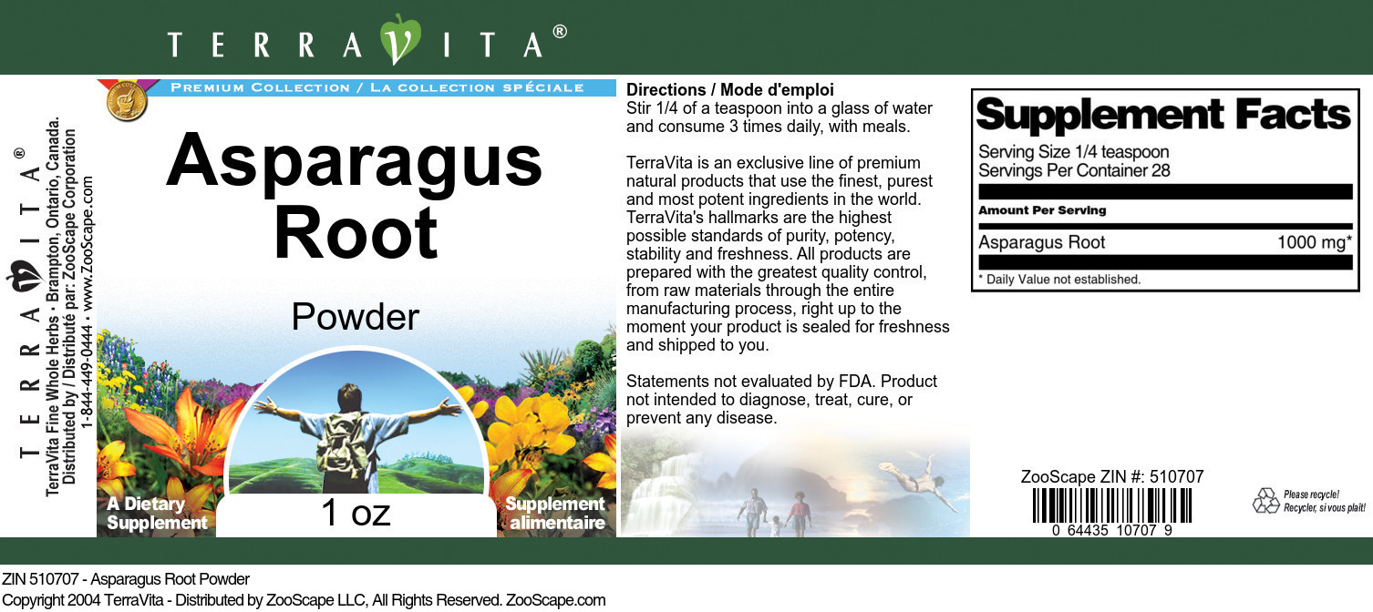 Asparagus Root Powder - Label