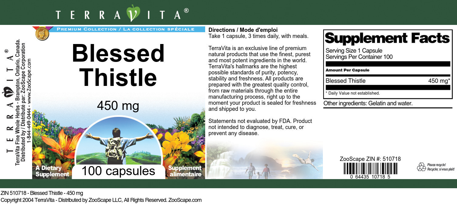 Blessed Thistle - 450 mg - Label