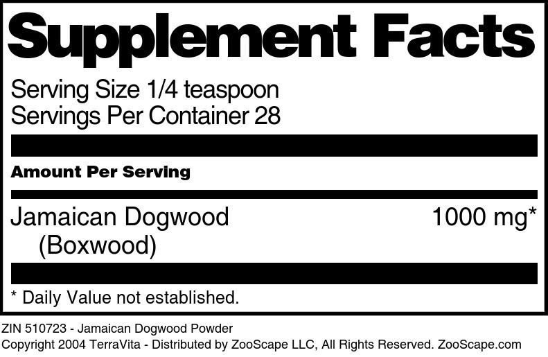 Jamaican Dogwood Powder - Supplement / Nutrition Facts