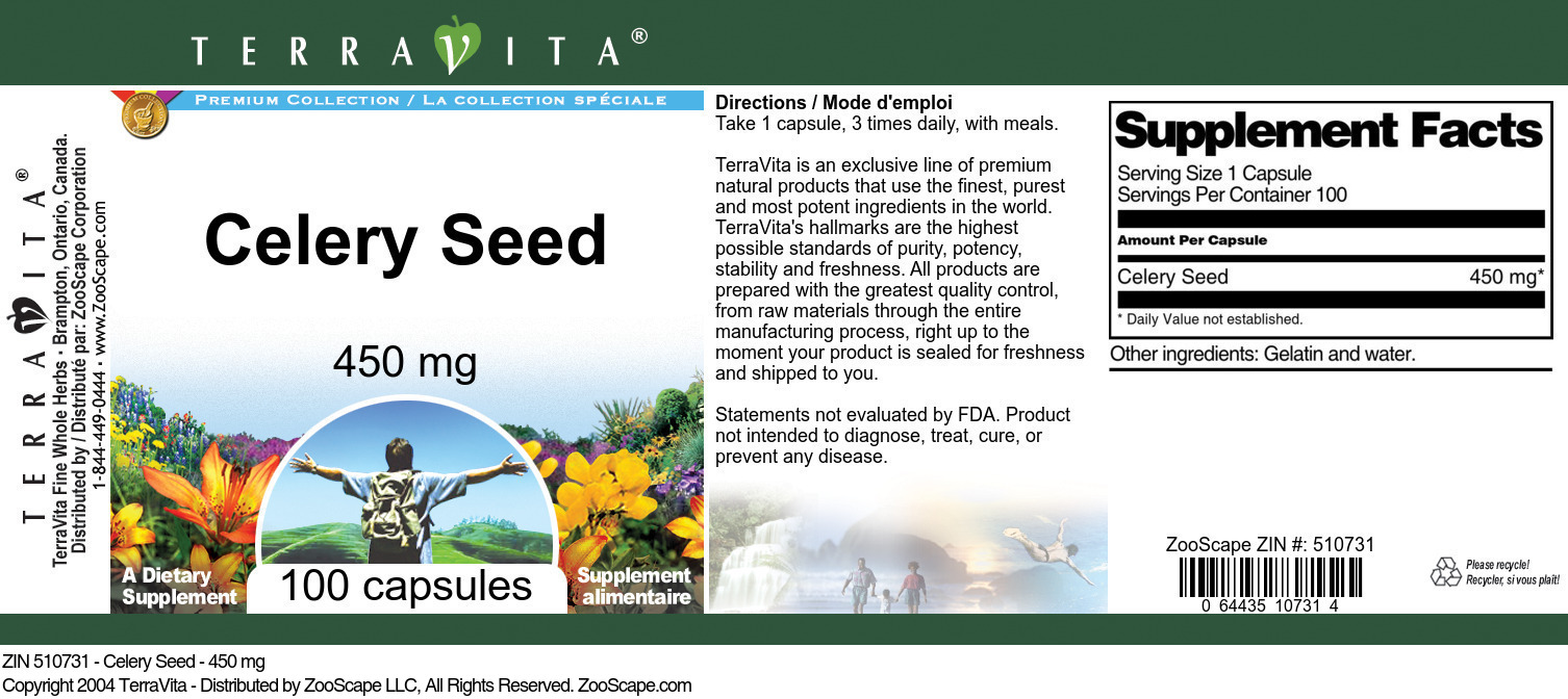 Celery Seed - 450 mg - Label