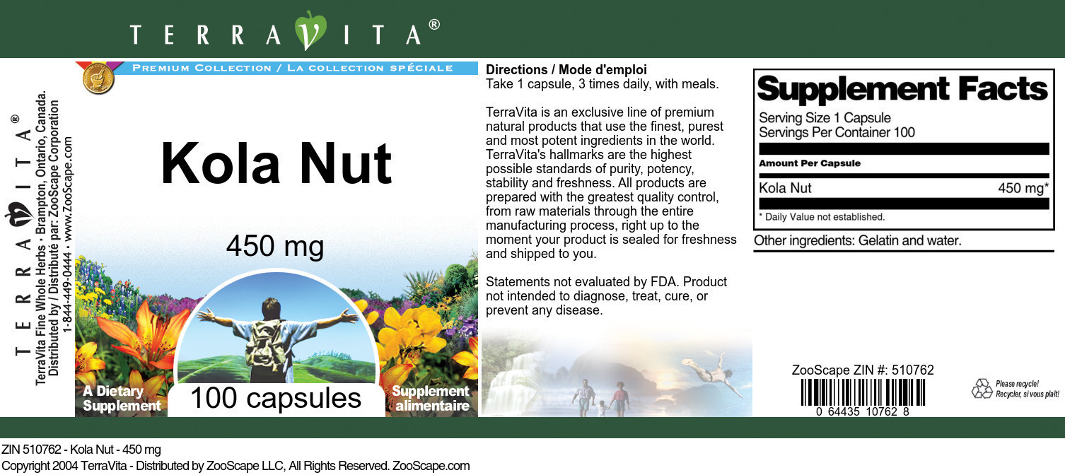 Kola Nut - 450 mg - Label