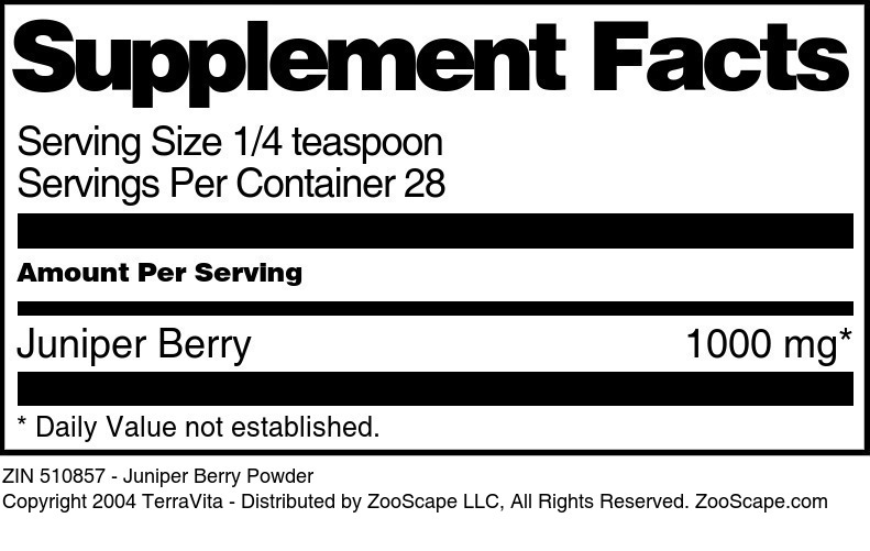 Juniper Berry Powder - Supplement / Nutrition Facts