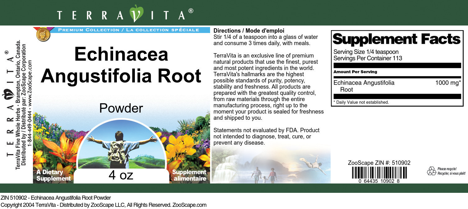 Echinacea Angustifolia Root Powder - Label