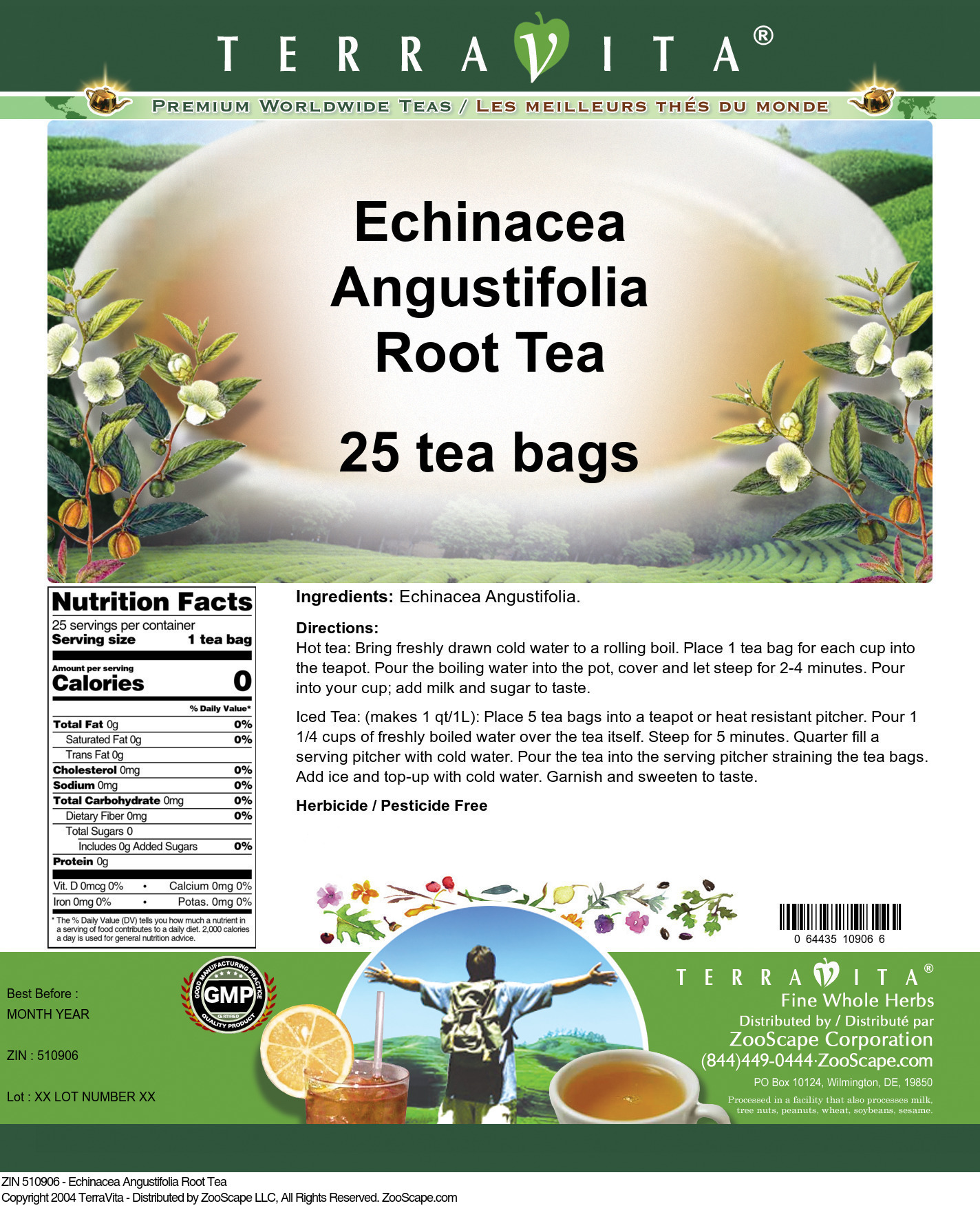 Echinacea Angustifolia Root Tea - Label