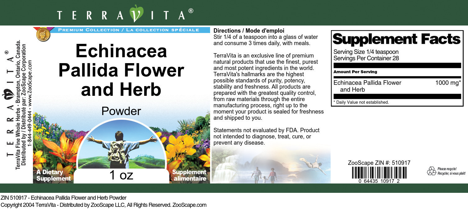Echinacea Pallida Flower and Herb Powder - Label
