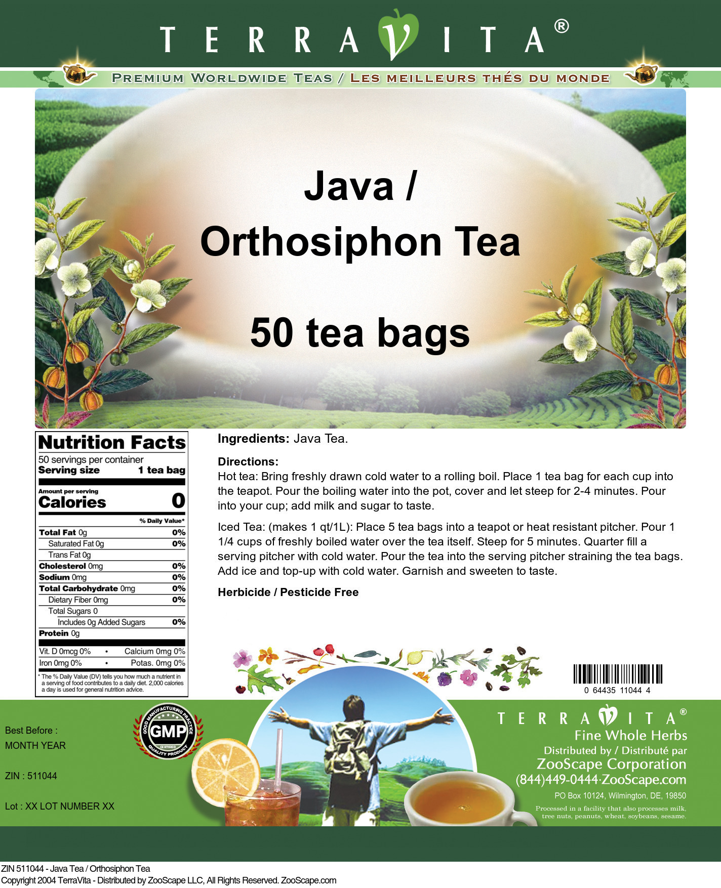 Java Tea / Orthosiphon Tea - Label