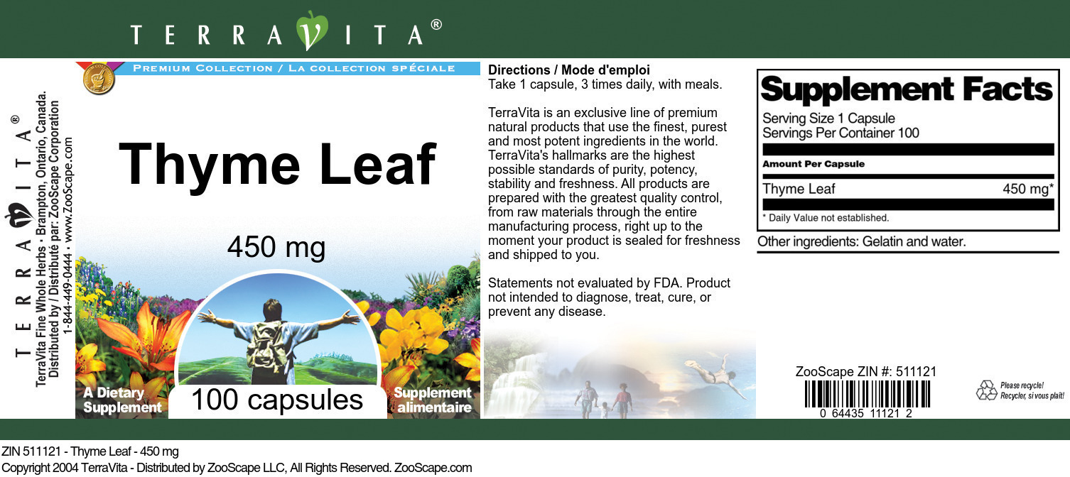 Thyme Leaf - 450 mg - Label