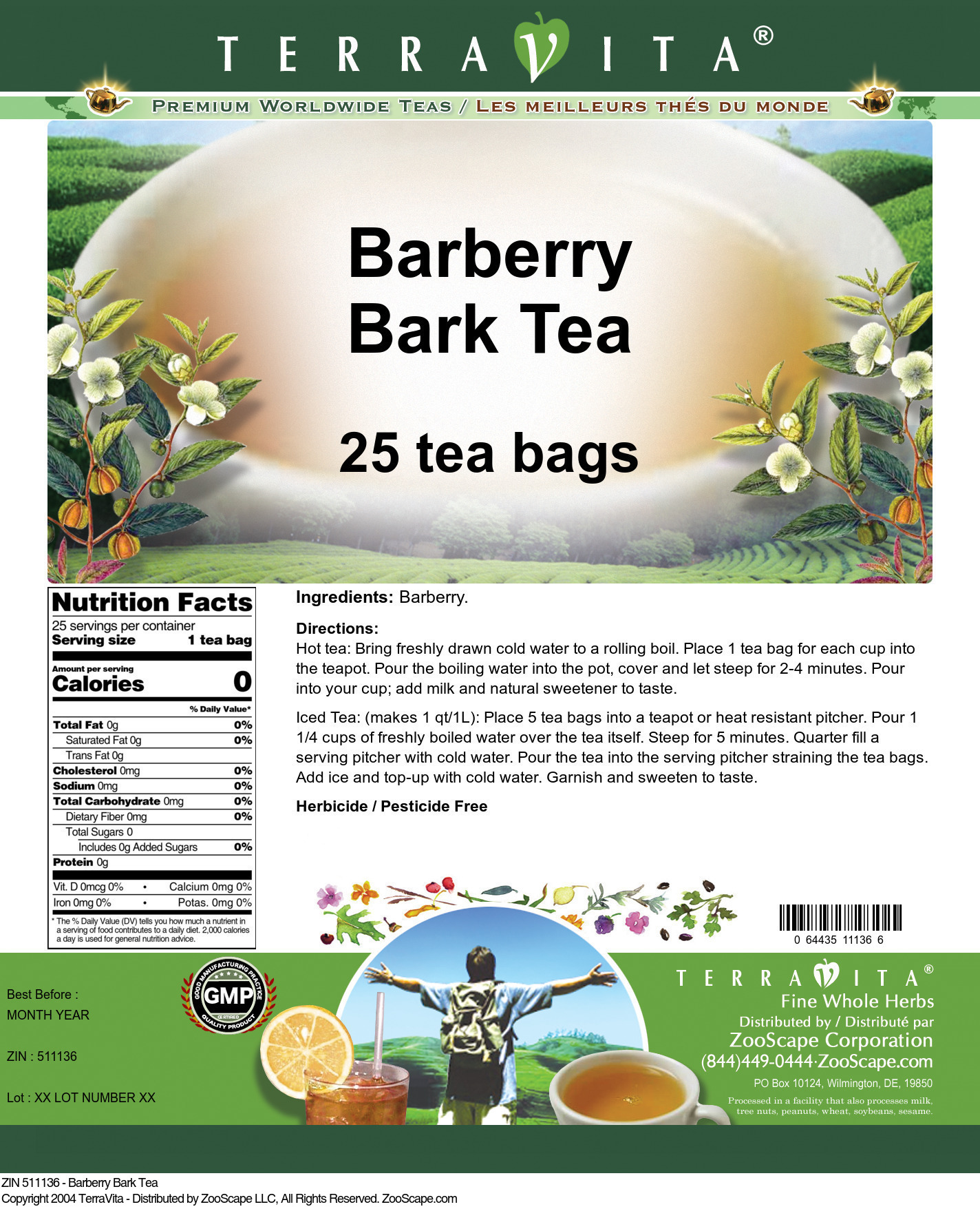 Barberry Bark Tea - Label