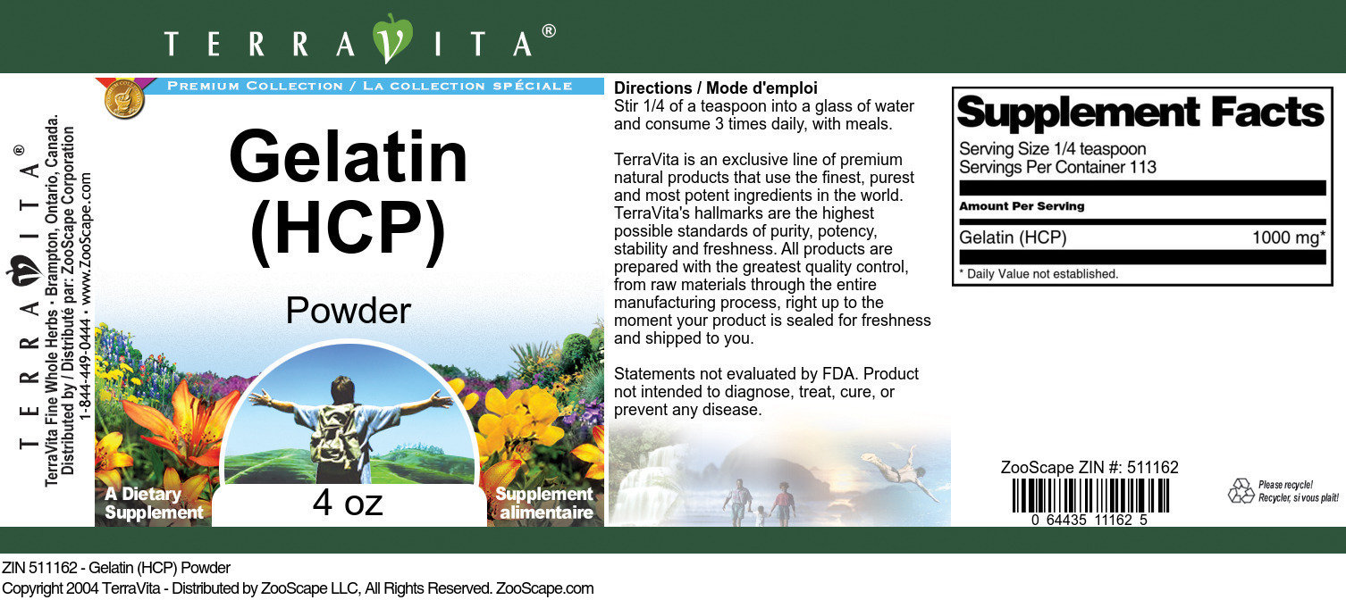 Gelatin (HCP) Powder - Label